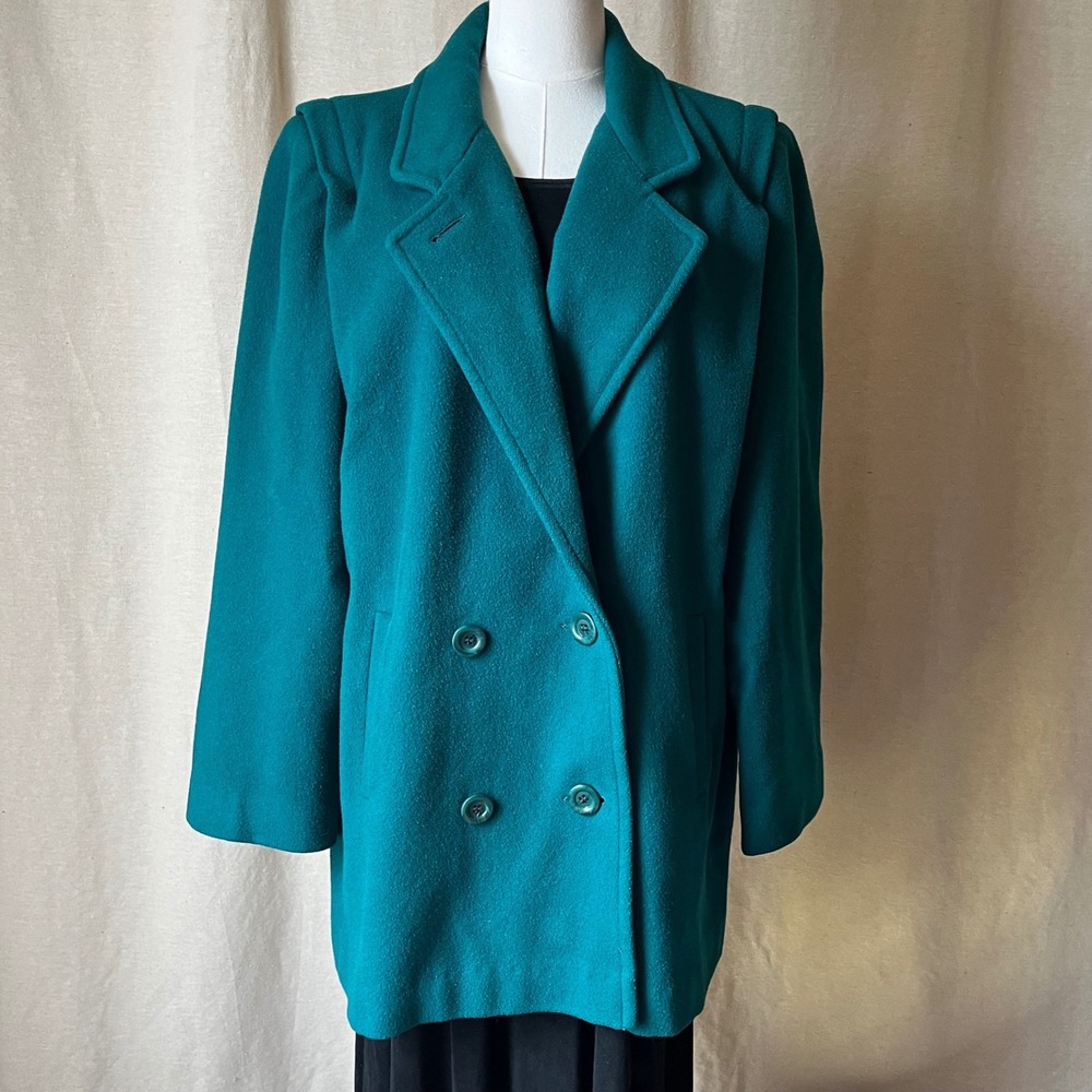 Vintage Forecaster Boston Teal Wool Peacoat USA Double Breasted 14